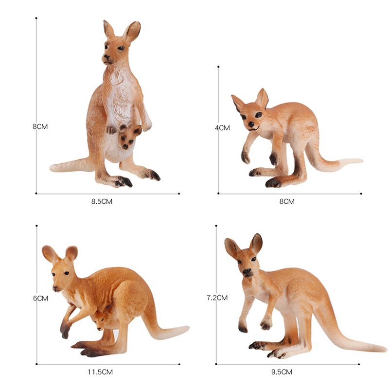 外贸热销仿真野生动物袋鼠模型母袋鼠带幼崽森林动物实心摆件认知