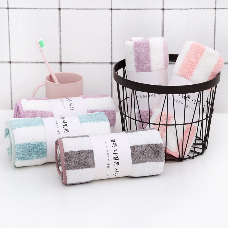 Towel coral fleece warp knitted towel than absorbent welfare gift printed LOGO face microfiber cross-border large bath towel