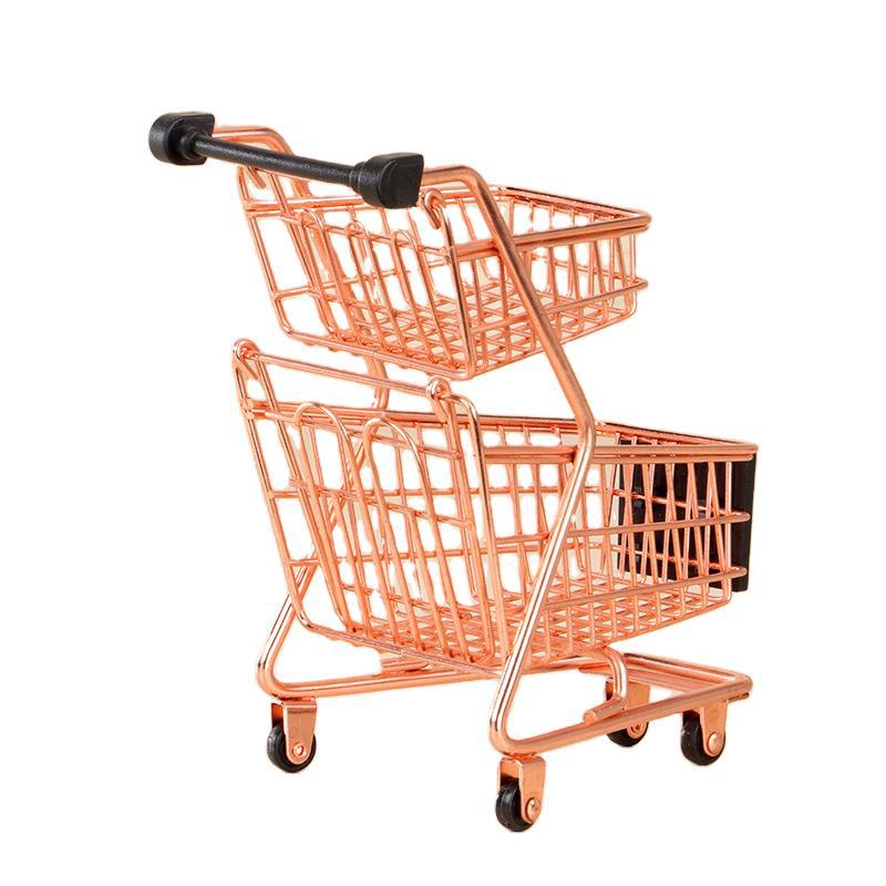 New creative metal mini shopping cart crafts decoration mini trolley toy market car factory direct supply