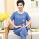 Middle-aged and elderly short-sleeved suit women's summer thin cotton and linen mom pajamas two pieces suit women's homewear can be worn outside