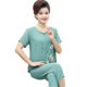 Middle-aged and elderly short-sleeved suit women's summer thin cotton and linen mom pajamas two pieces suit women's homewear can be worn outside