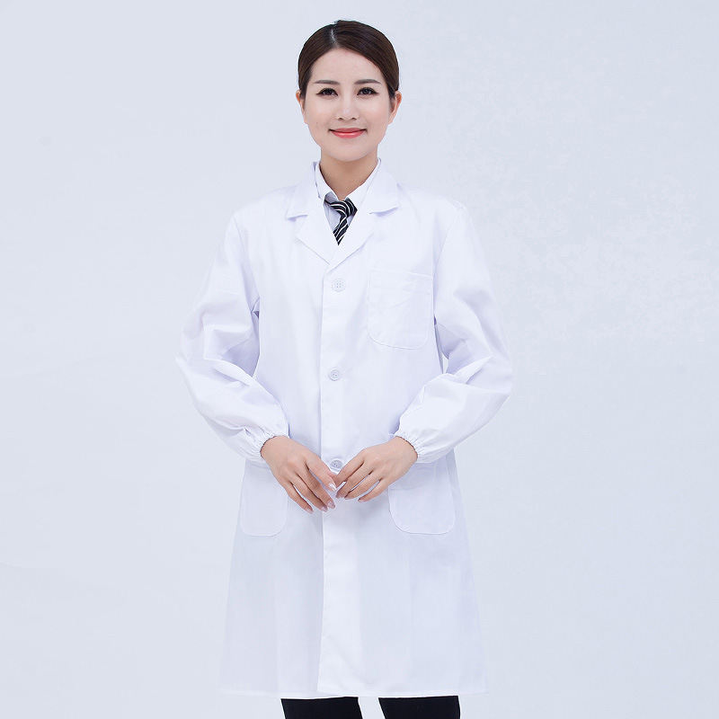 Long-sleeved white coat LOGO student laboratory pharmacy doctor beauty men and women White coat lab coat manufacturers