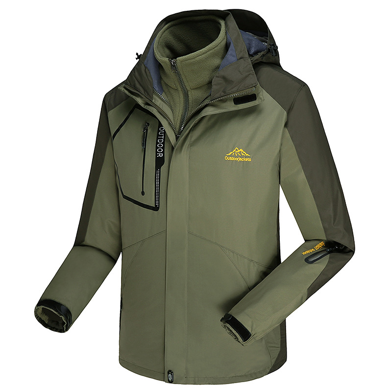 Outdoor autumn and winter jacket men's two-piece suit Four Seasons women's three-in-one fleece-lined thickened fashion brand mountaineering suit men