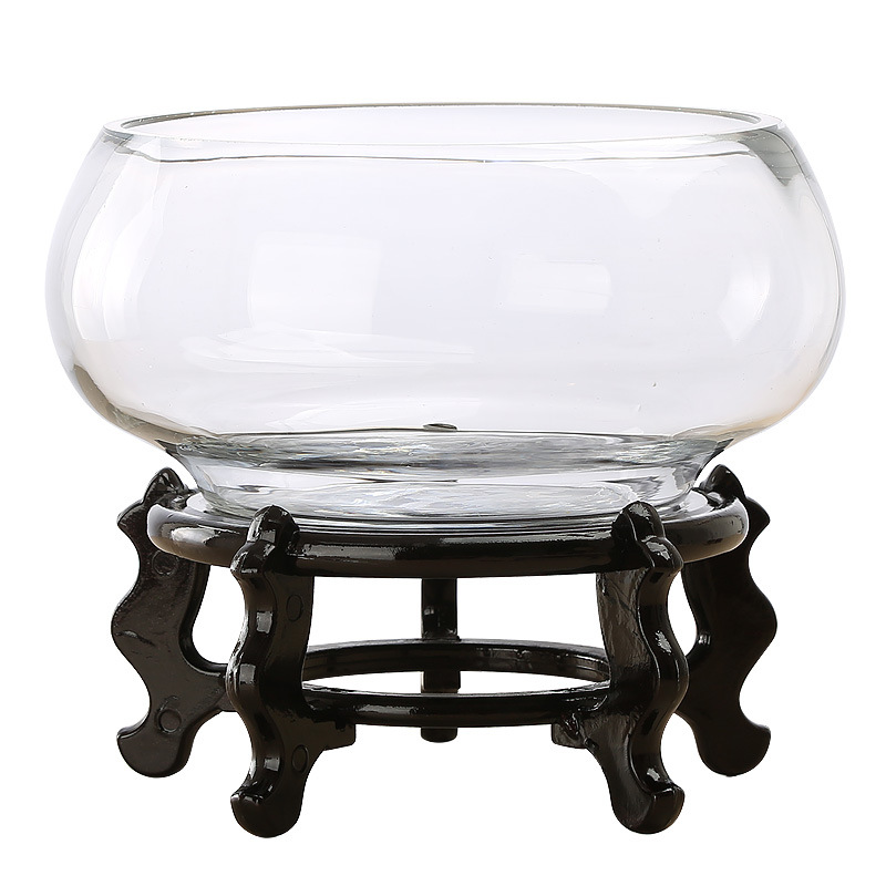 Round glass fish tank thickened large turtle tank office desktop living room small landscape ecological golden fish tank