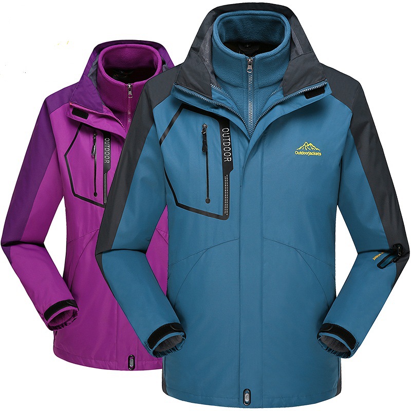 Outdoor autumn and winter jacket men's two-piece suit Four Seasons women's three-in-one fleece-lined thickened fashion brand mountaineering suit men