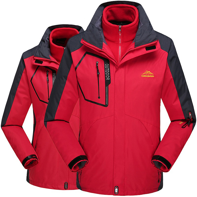 Outdoor autumn and winter jacket men's two-piece suit Four Seasons women's three-in-one fleece-lined thickened fashion brand mountaineering suit men