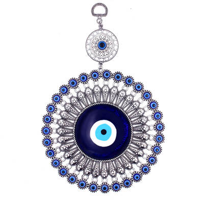 Creative Living Room European Style Silver Metal Retro Blue Turkey Eye Decoration Wall Pendant