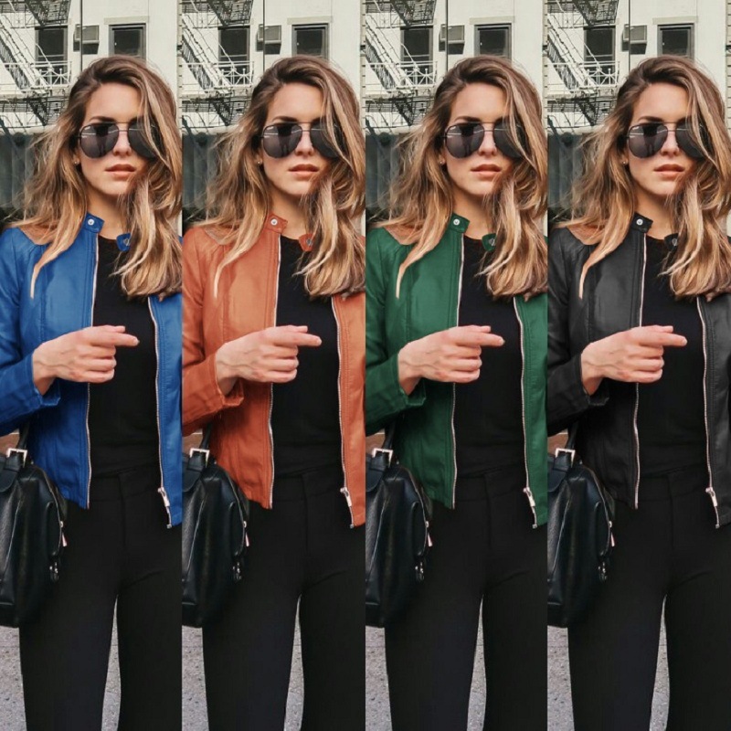 eBay Amazon Explosions wish European and American New Hot Autumn and Winter Women's Fashion Leather PU Suit Jacket