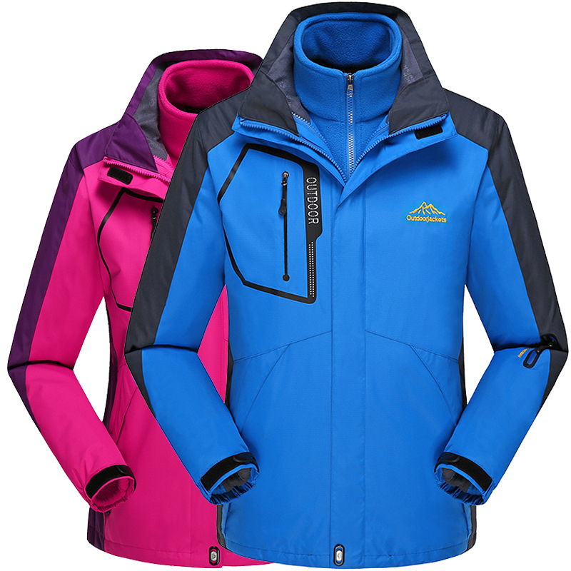 Outdoor autumn and winter jacket men's two-piece suit Four Seasons women's three-in-one fleece-lined thickened fashion brand mountaineering suit men