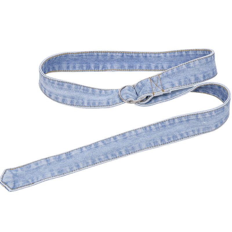 Denim Belt Women Denim Decorative Double Ring Buckle 4cm Wide Windbreaker Strap Coat Belt Belt One Piece Hair