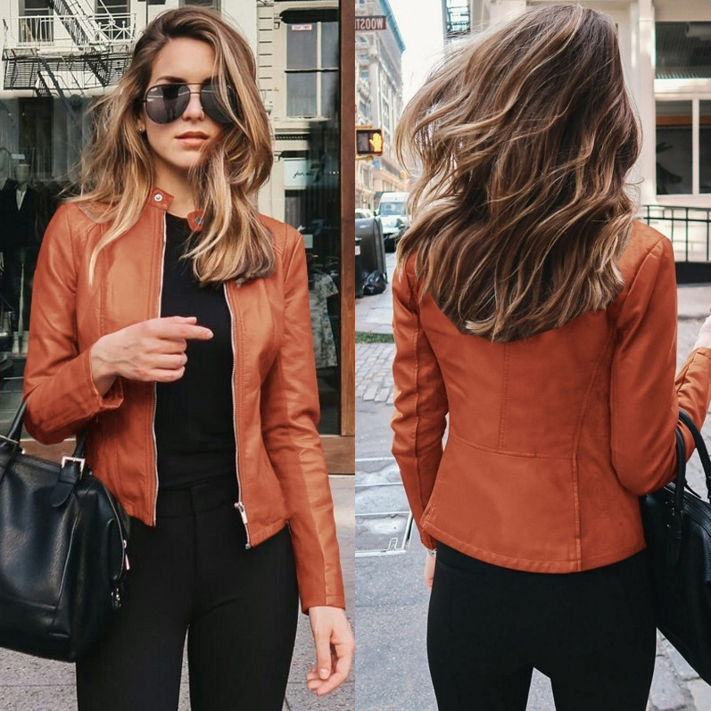 eBay Amazon Explosions wish European and American New Hot Autumn and Winter Women's Fashion Leather PU Suit Jacket
