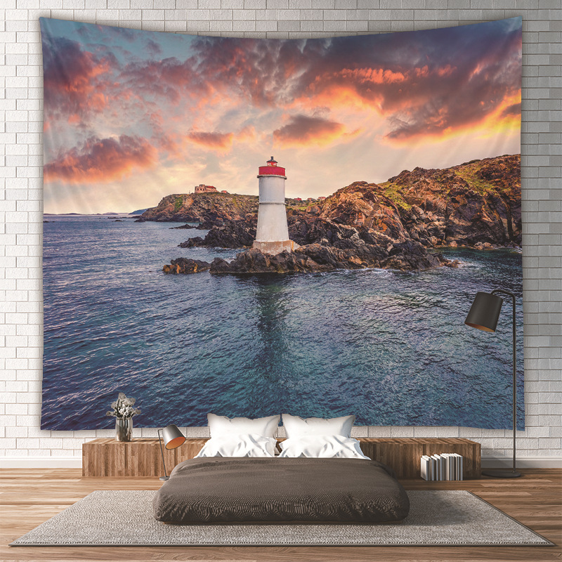 Cross-border Beach Sea View Tapestry Wall Background Cloth Living Room Bedroom Decorative Tapestry Nordic Bedside Fabric Hanging Cloth