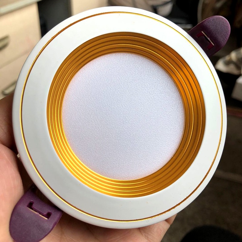 led downlight three-color dimming spotlight 7.5 opening 7/8/9cm 5W embedded household hole lamp living room small lamp