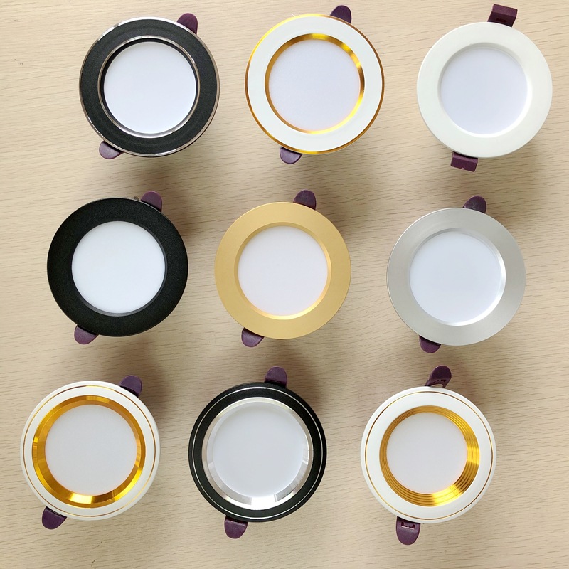 led downlight three-color dimming spotlight 7.5 opening 7/8/9cm 5W embedded household hole lamp living room small lamp