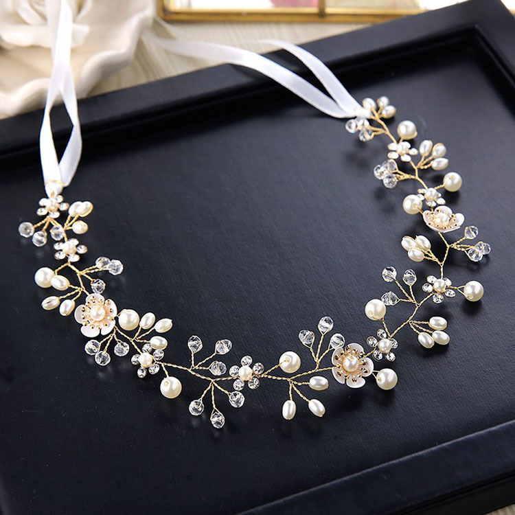 European and American Hot Selling Bridal Jewelry Beautiful Flower Handmade Beaded Headband Headband Wedding Dress Headwear Hair Accessories