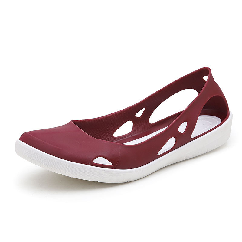 Pointed Toe Sandals 2023 New Plastic Beach Toe Sandals Summer Fairy Style Casual Flat Low Top Hole Shoes