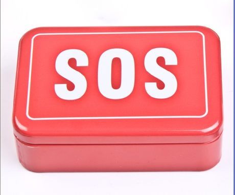 Survival tools tinplate box red SOS first aid box emergency suit manufacturer