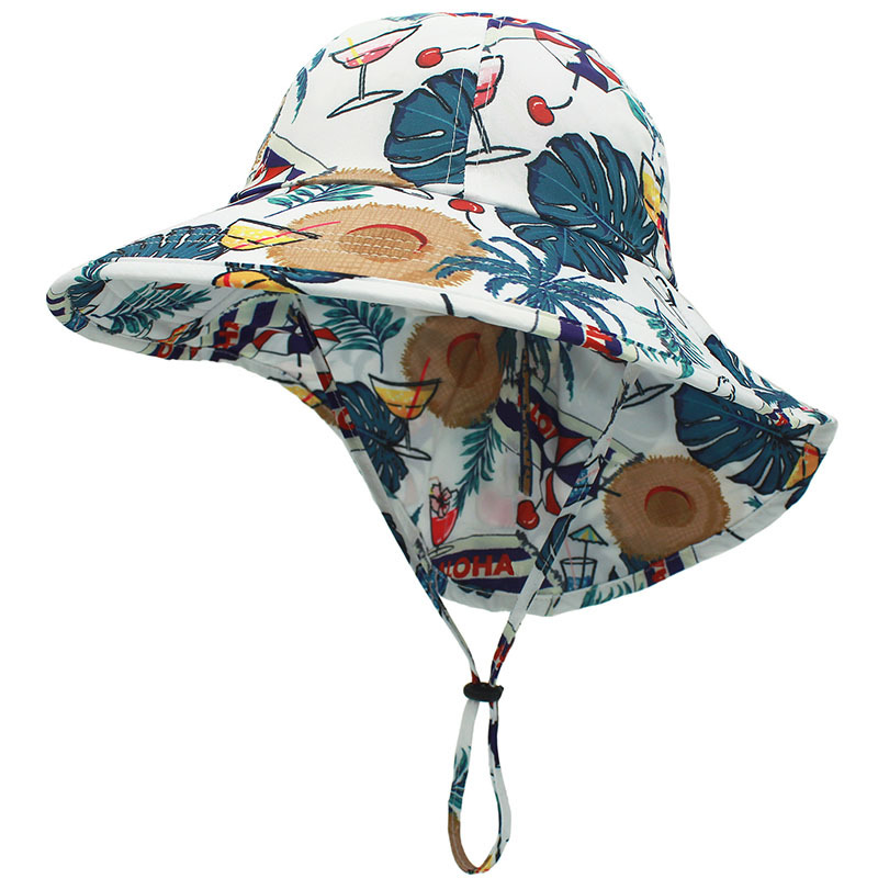 Ocean Wind Children's Neck Protection Sunshade Hat Sunshade Baby Sunscreen Hat Wide Brim Children's Fisherman Hat Baby Beach Hat