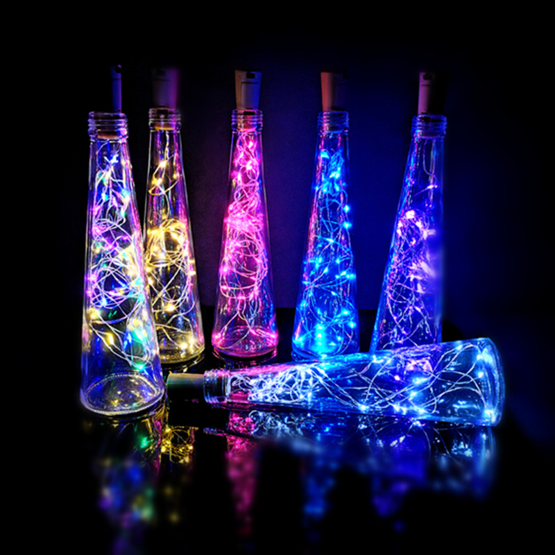 Cross-Border best selling button cell red wine bottle stopper light string Christmas holiday decorative lights copper wire lights led copper wire lights