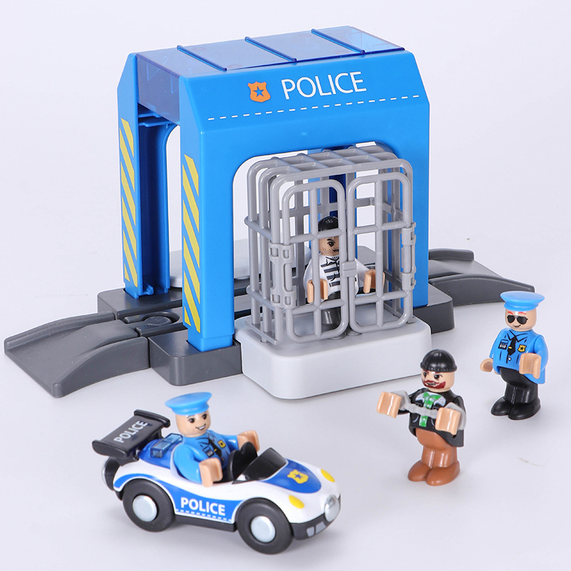 Simulation Plastic Police Station Set Car Wash Set City Scene Compatible Thomas Track