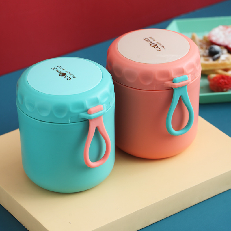 INS Internet Celebrity 304 Stainless Steel Heat Preservation Soup Cup Portable Oatmeal Porridge Milk Children's Soup Jar Adult Double Layer Breakfast Cup