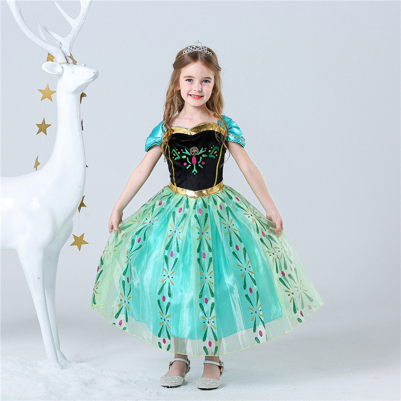 Adult Anna Kids Parent-Child Dress Frozen Rapunzel Dress Festival Children's Performance Costume
