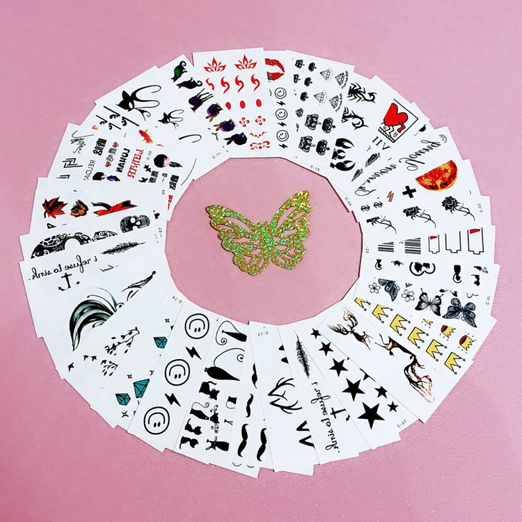 Tattoo stickers fresh cartoon letters English stars rose flower tattoo eyebrow tattoo tattoo stickers