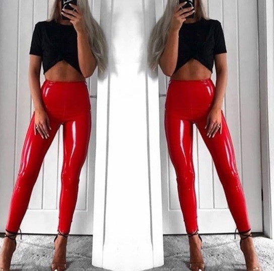 Spring and Autumn Thin Mirror High Light Pu Leather High Waist Leggings Nightclub Performance Sexy Stage Women's Pants Fashion Personality