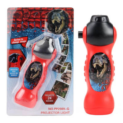 Children's cartoon projection flashlight 24 pattern early education slide hand-held projector electronic luminous dinosaur toy