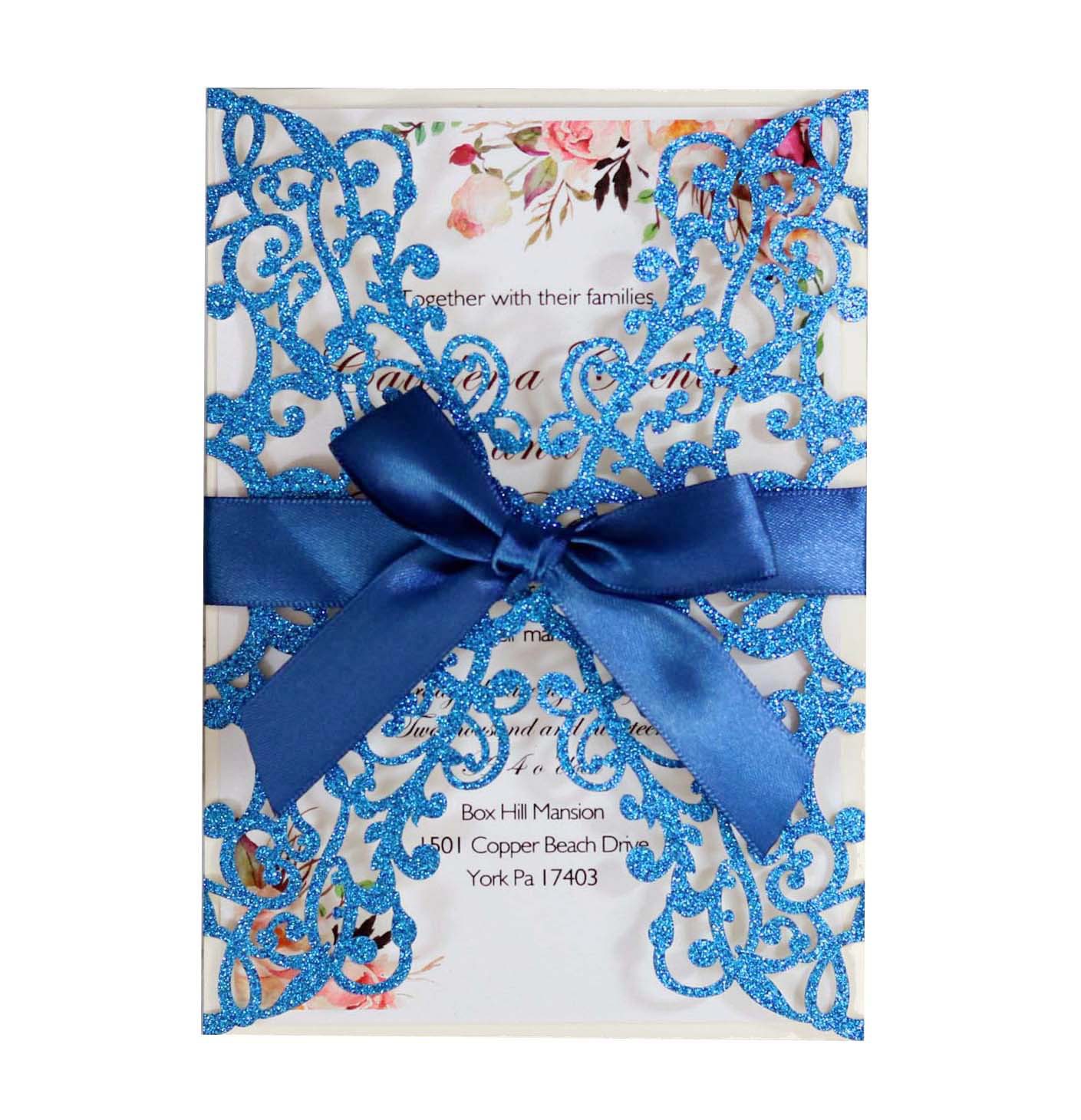 Export Amazon glitter paper powder wedding invitation greeting card card laser hollow invitation spot wholesale