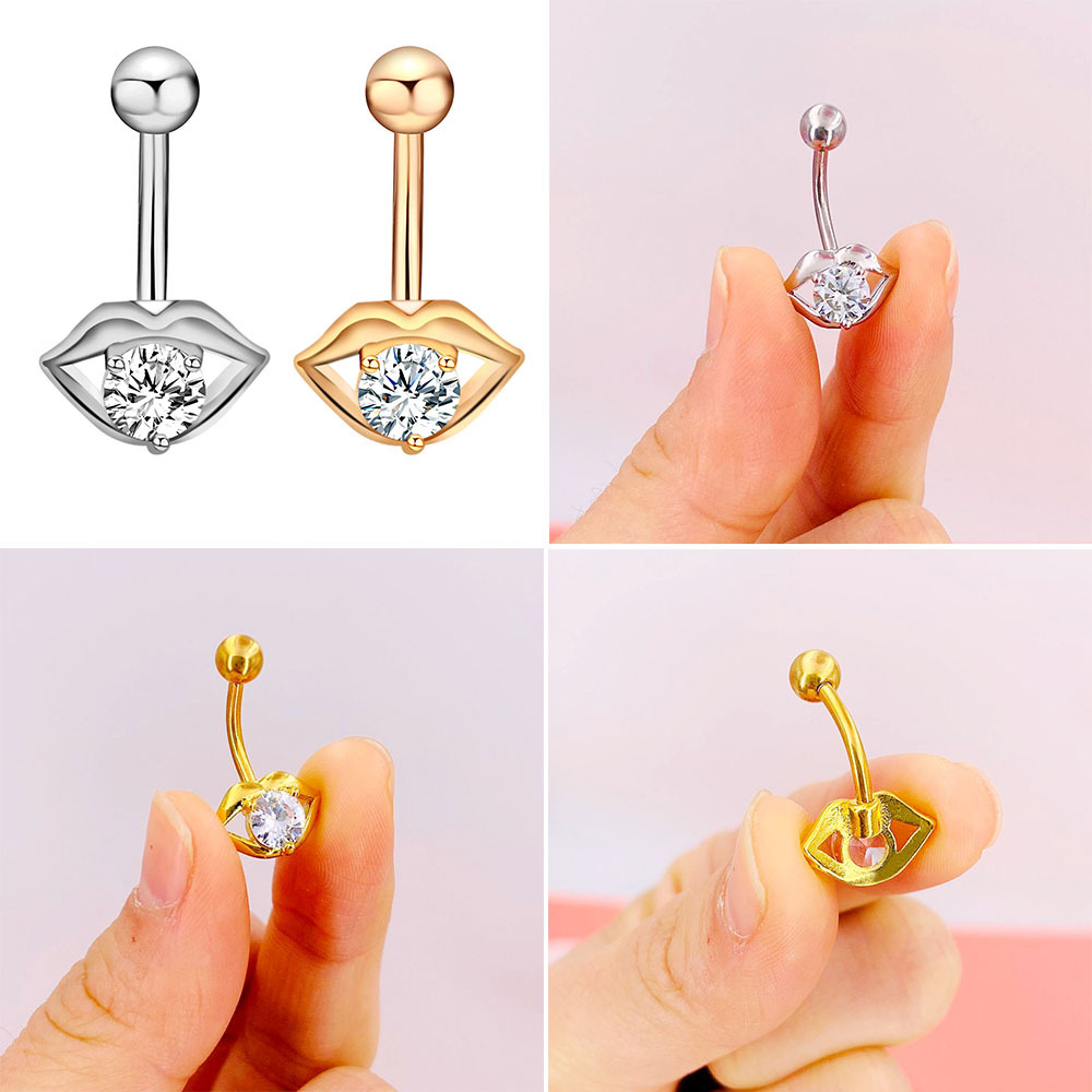 European and American foreign trade hot new umbilical ring stainless steel zircon navel ring love navel nail body piercing jewelry