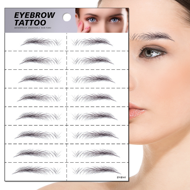 in stock wholesale 6D eyebrow stickers simulation eyebrow tattoo semi-water transfer waterproof eyebrow tattoo eyebrow tattoo