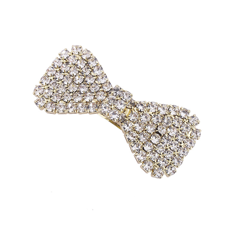 Korean style hair accessories new bow hairpin Diamond-embedded side clip exquisite women's rhinestone BB clip one-piece delivery