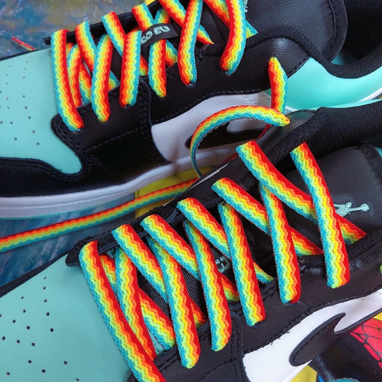 3D rainbow shoelaces psychedelic style shoelaces New aj Small White shoes sneakers shoelaces