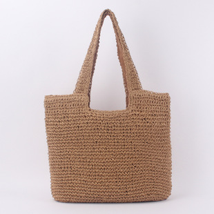 A generation of fashion simple shoulder straw woven bag Mori handmade woven bag casual Joker large capacity beach bag