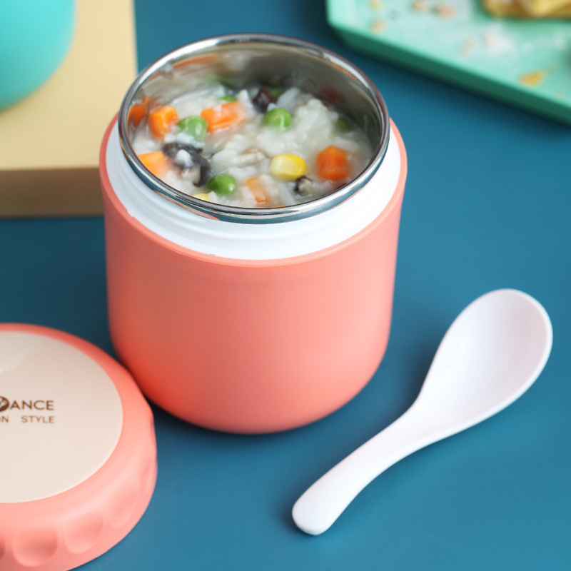 INS Internet Celebrity 304 Stainless Steel Heat Preservation Soup Cup Portable Oatmeal Porridge Milk Children's Soup Jar Adult Double Layer Breakfast Cup