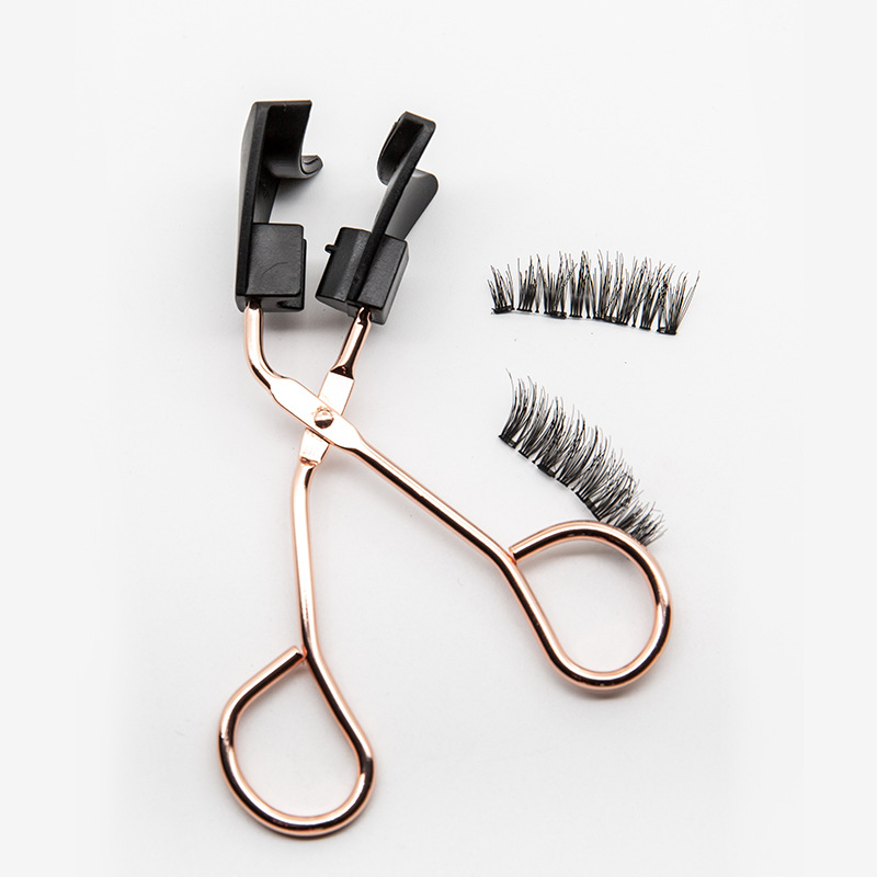 Beginner magnet metal eyelash curler wholesale glue-free magnetic plastic false eyelash tweezers cross-border