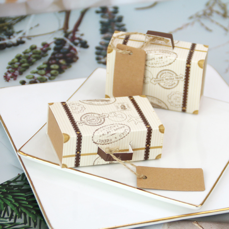 European new candy box creative mini luggage candy box mini suitcase candy box paper box wholesale