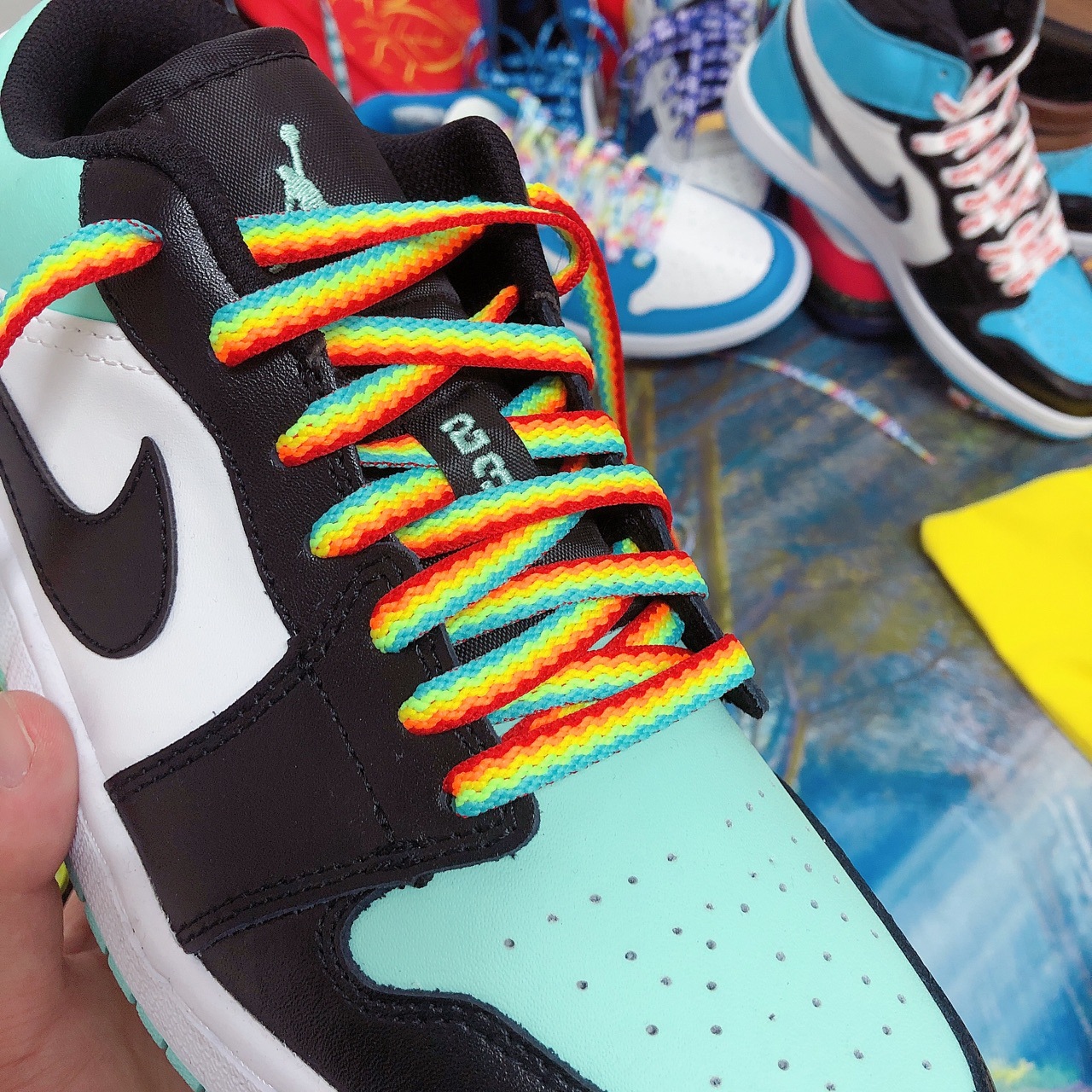 3D rainbow shoelaces psychedelic style shoelaces New aj Small White shoes sneakers shoelaces