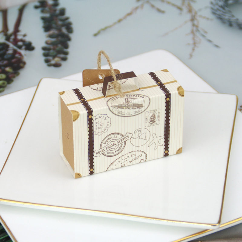 European new candy box creative mini luggage candy box mini suitcase candy box paper box wholesale