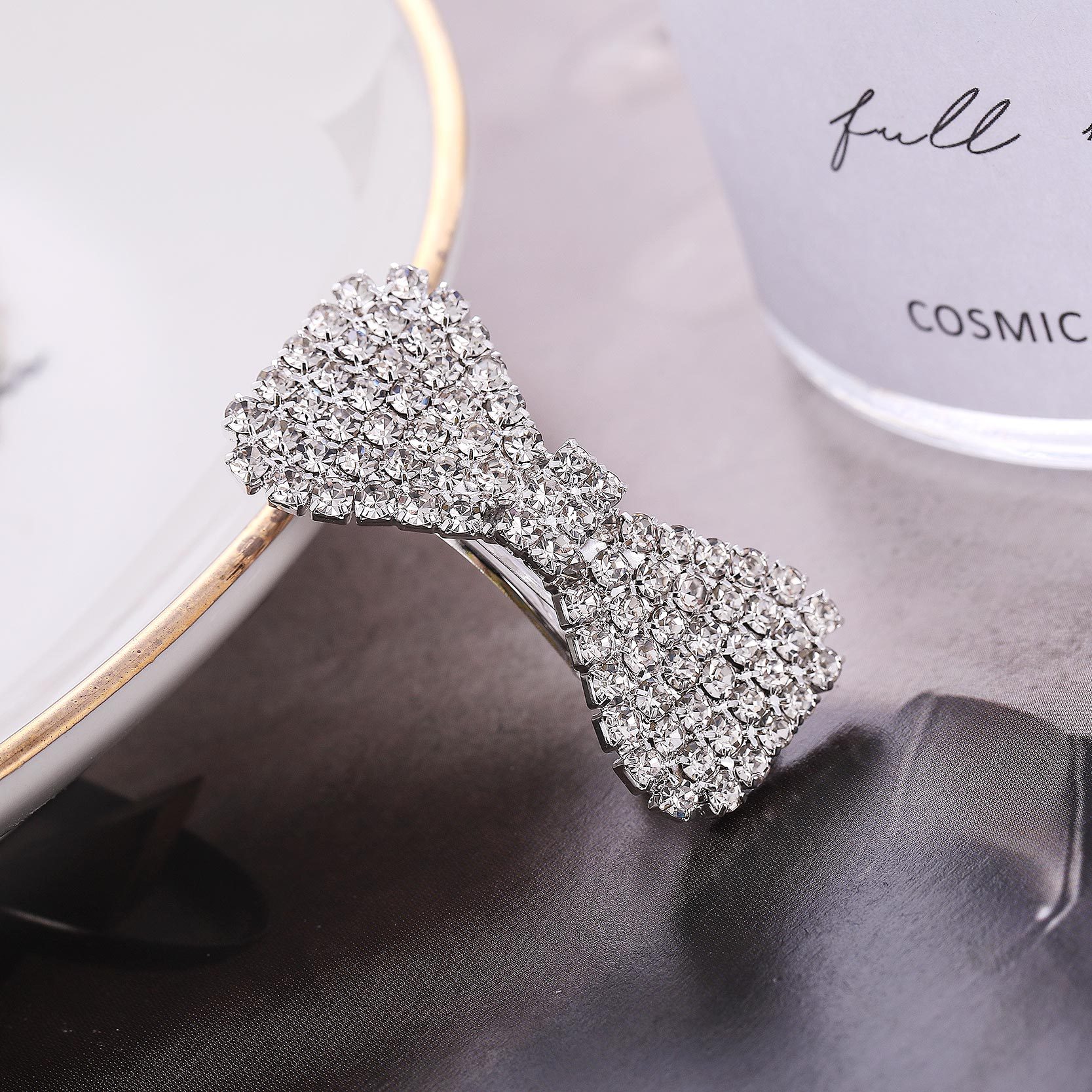 Korean style hair accessories new bow hairpin Diamond-embedded side clip exquisite women's rhinestone BB clip one-piece delivery
