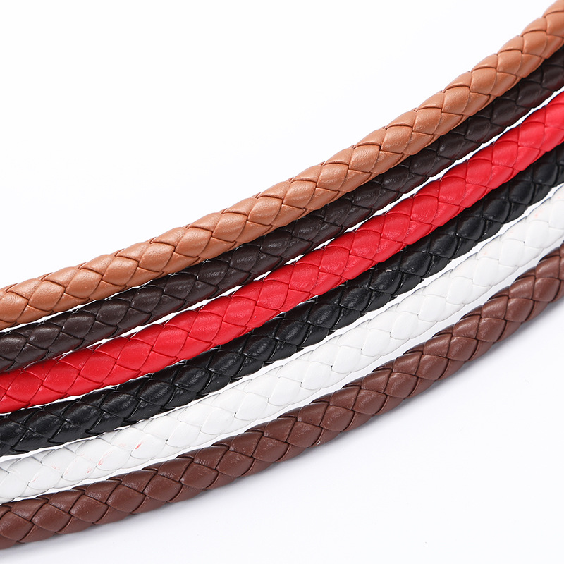 Leather rope spot supply pu leather woven leather rope round leather rope pu rope car line leather rope key chain wholesale