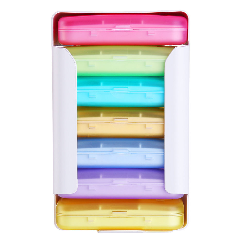 Home seven days a week travel plastic medicine box simple portable six-compartment packaging colorful portable storage box