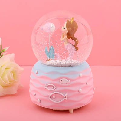 Creative home mermaid love crystal ball music box luminous girl heart gift for female birthday Valentine's Day gift decoration