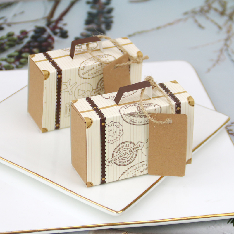 European new candy box creative mini luggage candy box mini suitcase candy box paper box wholesale