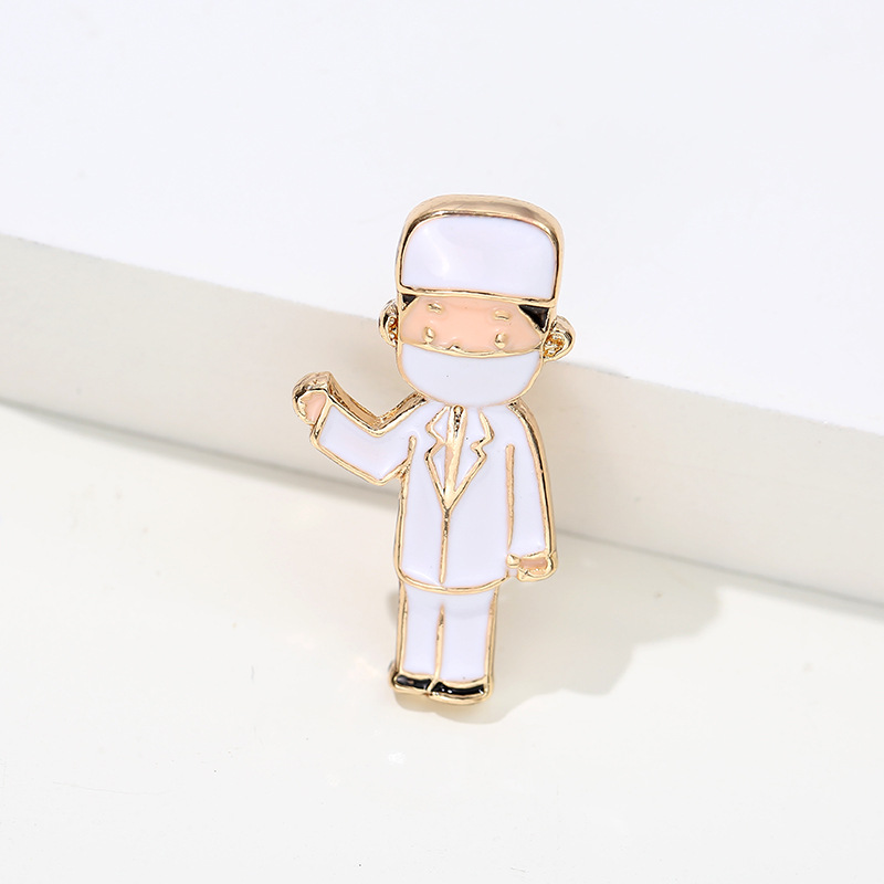 Wuhan Refueling Hospital Epidemic Prevention Series Thermometer Mask Clothing Stereo Doctor Nurse Pin Small Brooch