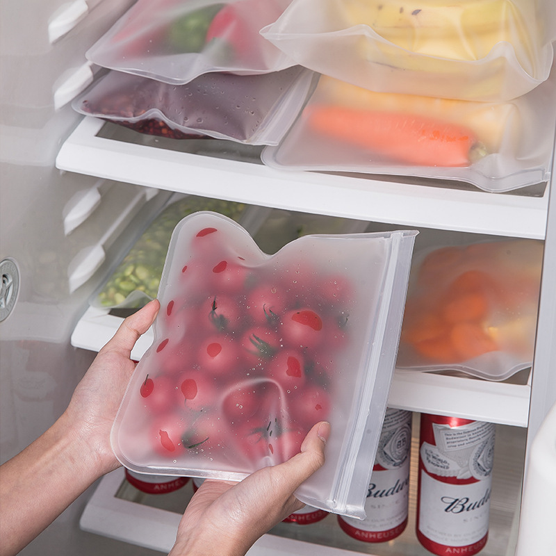 EVA food storage bag three-dimensional PEVA double-track storage fresh-keeping bag refrigerator fruit and vegetable self-sealing bag
