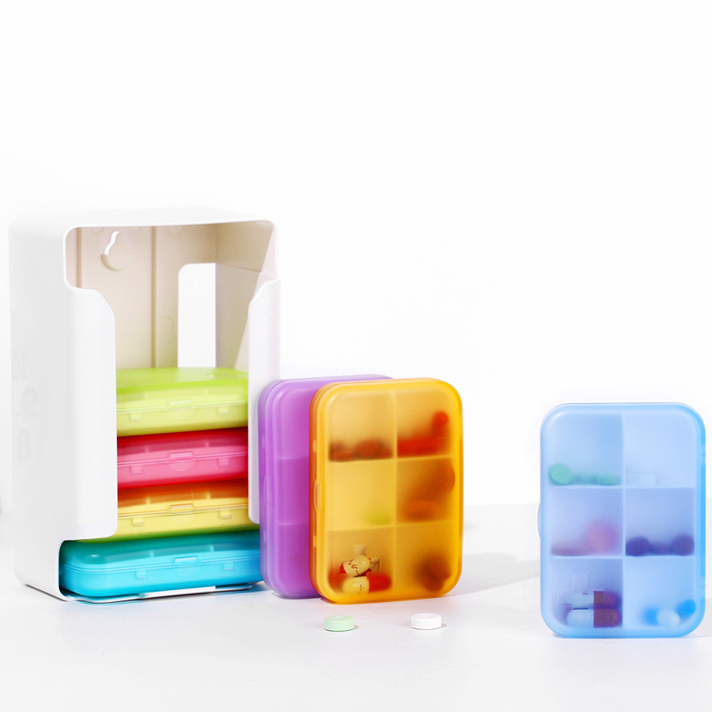 Home seven days a week travel plastic medicine box simple portable six-compartment packaging colorful portable storage box