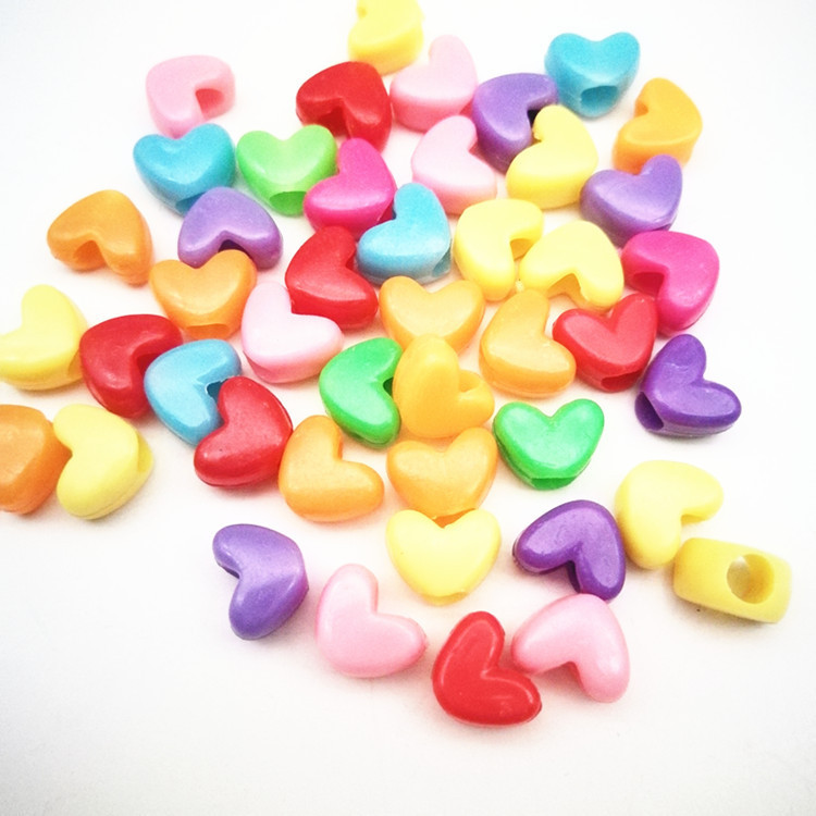 Diy手作りビーズアクセサリー卸売りカラープラスチック大穴愛珠直穴小桃心珠卸売り|undefined