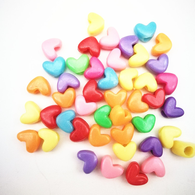 Diy手作りビーズアクセサリー卸売りカラープラスチック大穴愛珠直穴小桃心珠卸売り|undefined